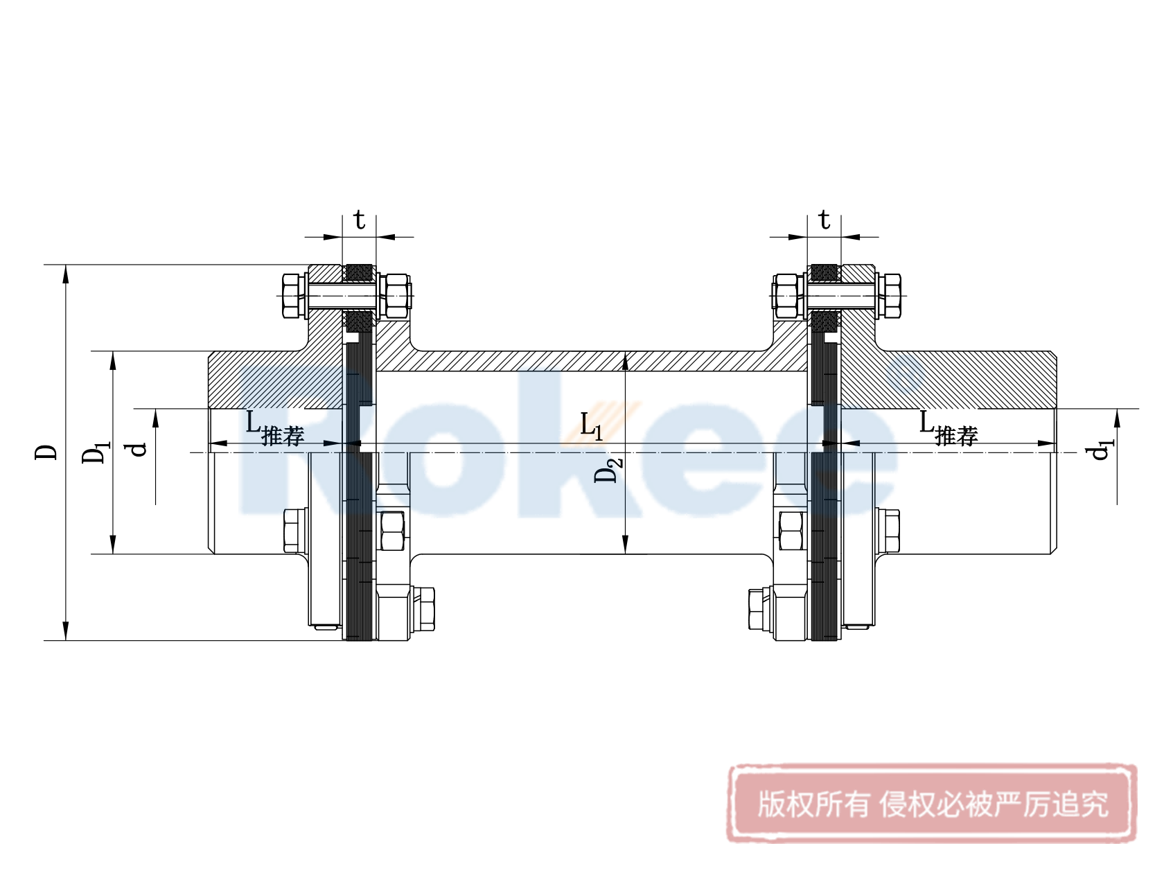 JMIIJ金屬膜片聯軸器,JMIIJ型帶中間軸膜片聯軸器,JMIIJ型膜片聯軸器